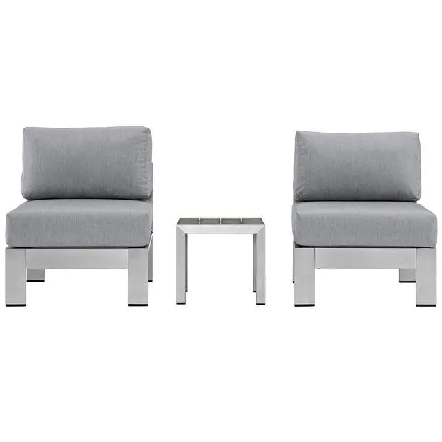 Alt view image 2 of 7 - Shore 3 Piece Outdoor Patio Aluminum Sectional Sofa Set by Modway