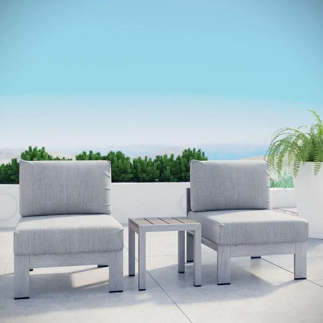 Alt view image 7 of 7 - Shore 3 Piece Outdoor Patio Aluminum Sectional Sofa Set by Modway