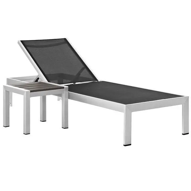 Alt view image 8 of 13 - Shore 2 Piece Outdoor Patio Aluminum Set - Silver Gray