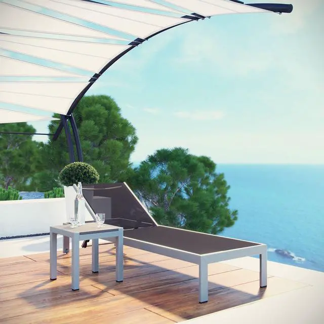 Alt view image 13 of 13 - Shore 2 Piece Outdoor Patio Aluminum Set - Silver Gray