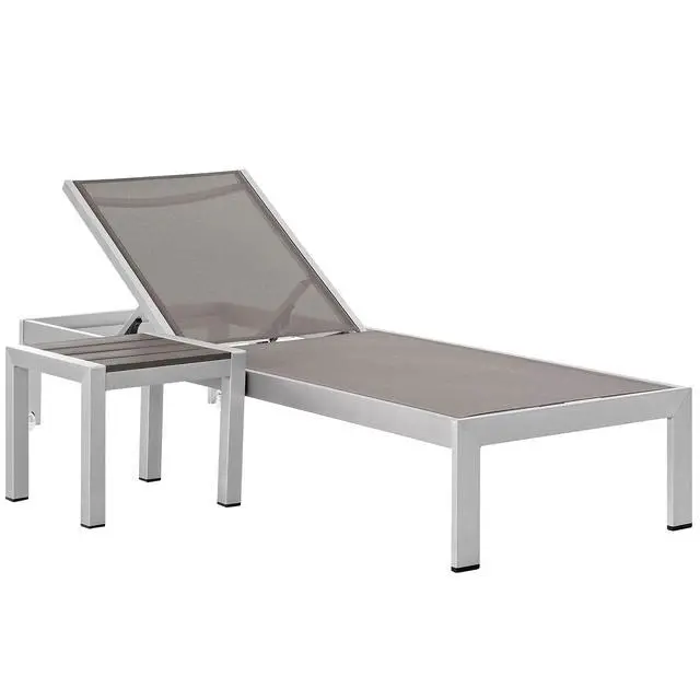 Alt view image 7 of 13 - Shore 2 Piece Outdoor Patio Aluminum Set - Silver Gray