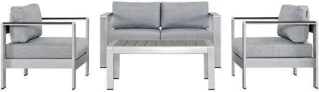 Main image of Shore 4 Piece Outdoor Patio Aluminum Sectional Sofa Set by Modway