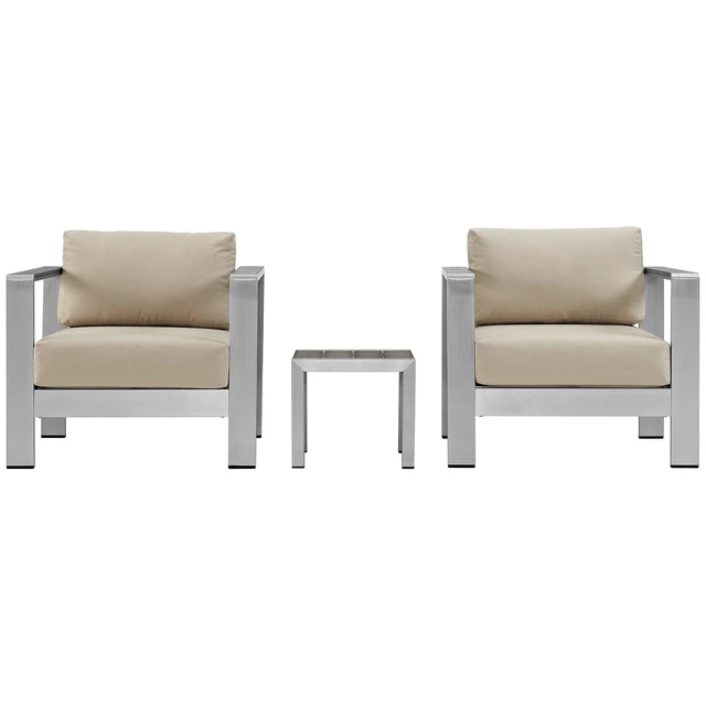 Alt view image 2 of 7 - Shore 3 Piece Outdoor Patio Aluminum Set by Modway