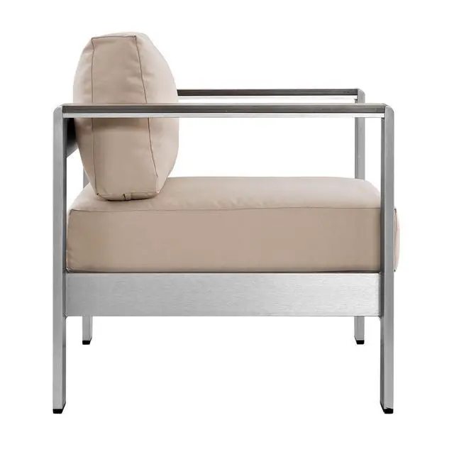 Alt view image 7 of 10 - Shore Outdoor Patio Aluminum Armchair - Silver Gray