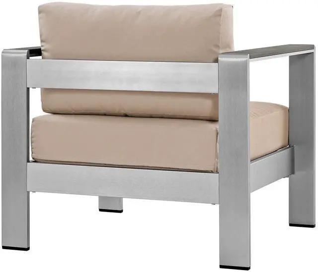 Alt view image 8 of 10 - Shore Outdoor Patio Aluminum Armchair - Silver Gray