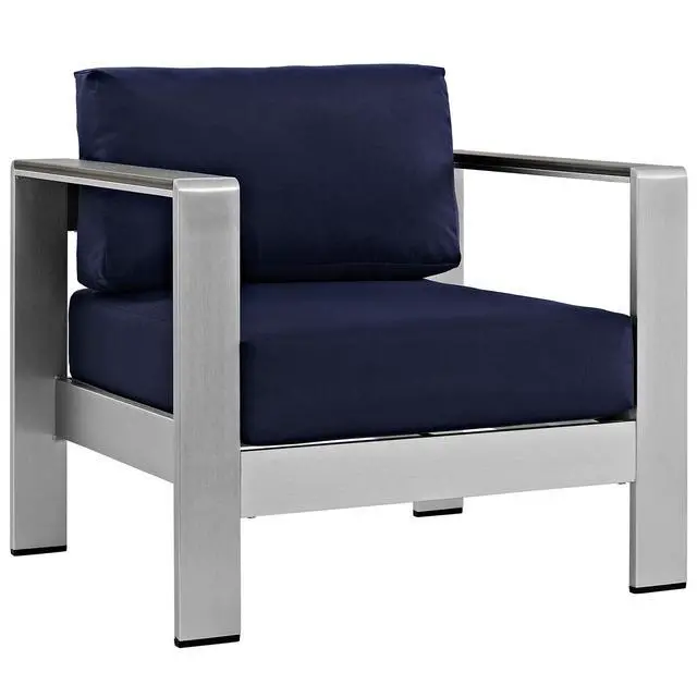 Alt view image 10 of 10 - Shore Outdoor Patio Aluminum Armchair - Silver Gray