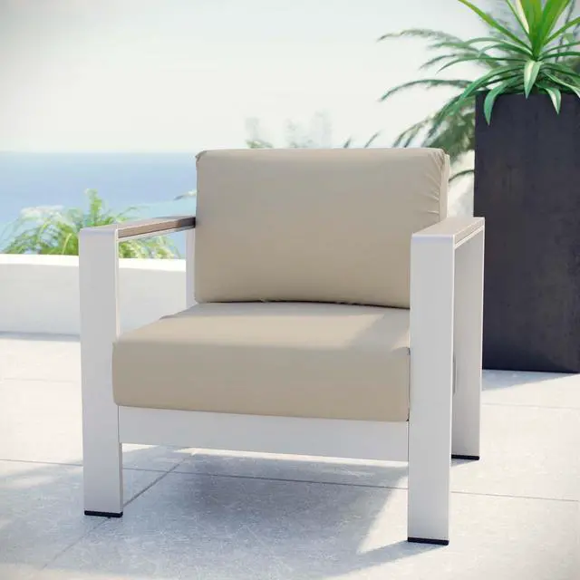 Alt view image 9 of 10 - Shore Outdoor Patio Aluminum Armchair - Silver Gray