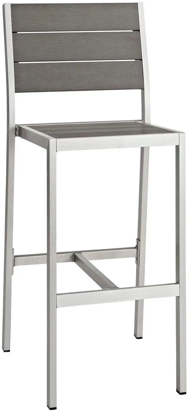 Alt view image 5 of 10 - Shore Outdoor Patio Aluminum Armless Bar Stool - Silver Gray