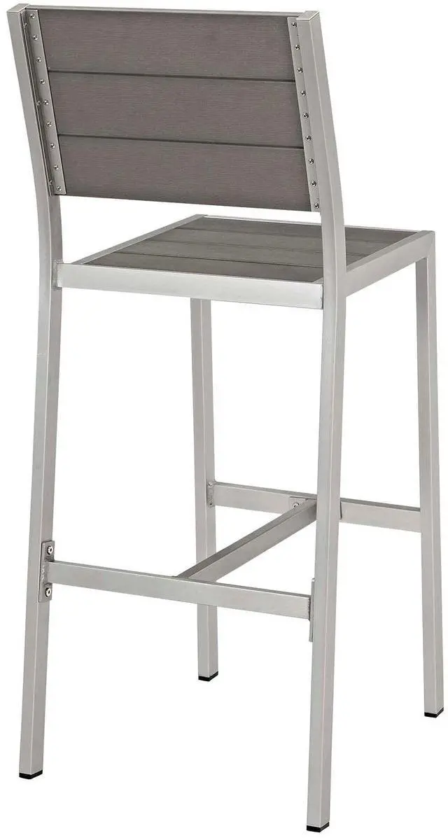 Alt view image 8 of 10 - Shore Outdoor Patio Aluminum Armless Bar Stool - Silver Gray