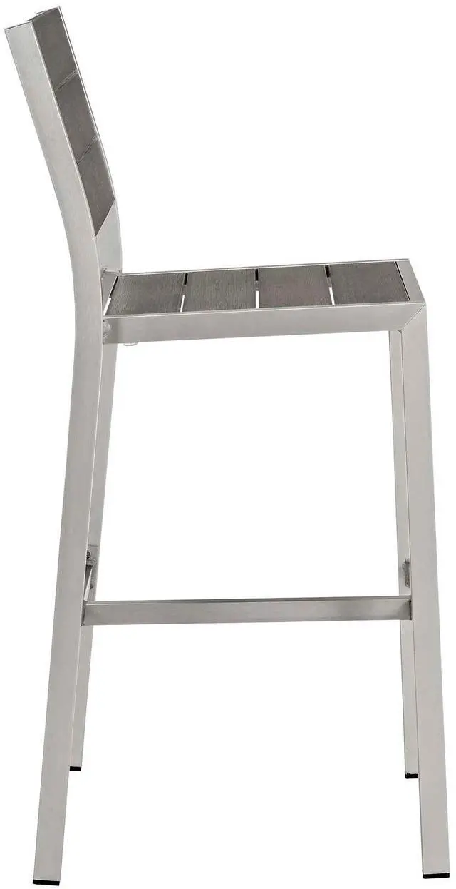 Alt view image 7 of 10 - Shore Outdoor Patio Aluminum Armless Bar Stool - Silver Gray