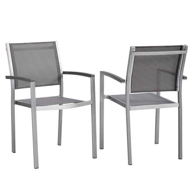 Alt view image 2 of 7 - Shore Dining Chair Outdoor Patio Aluminum Set of 2