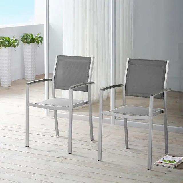 Alt view image 6 of 7 - Shore Dining Chair Outdoor Patio Aluminum Set of 2