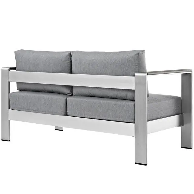 Alt view image 11 of 11 - Shore Outdoor Patio Aluminum Loveseat - Silver Navy