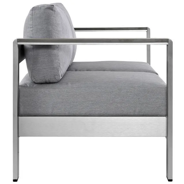 Alt view image 10 of 11 - Shore Outdoor Patio Aluminum Loveseat - Silver Navy