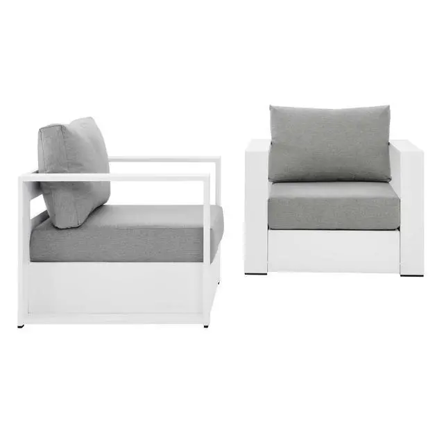 Alt view image 5 of 11 - Tahoe Outdoor Patio Powder-Coated Aluminum 2-Piece Armchair Set