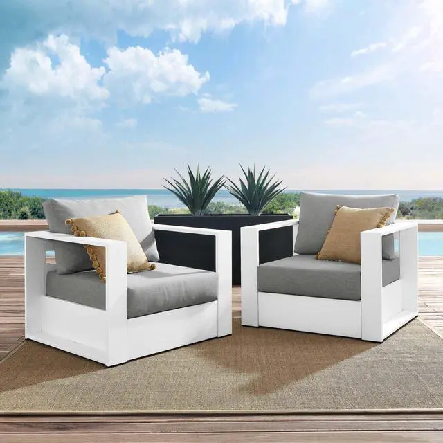 Alt view image 11 of 11 - Tahoe Outdoor Patio Powder-Coated Aluminum 2-Piece Armchair Set
