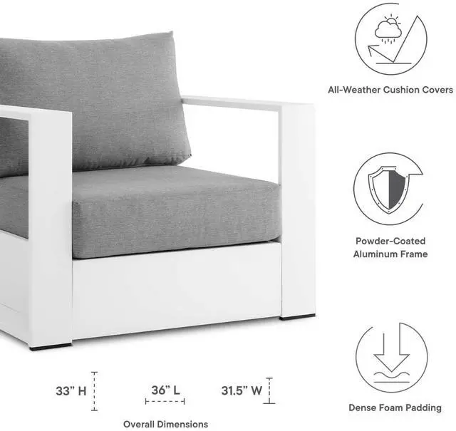 Alt view image 11 of 11 - Tahoe Outdoor Patio Powder-Coated Aluminum Armchair