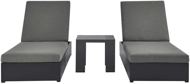 Alt view image 2 of 7 - Tahoe 3-Piece Outdoor Patio Powder-Coated Aluminum Chaise Lounge Set by Modway