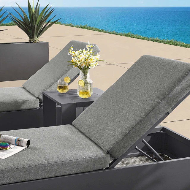 Alt view image 7 of 7 - Tahoe 3-Piece Outdoor Patio Powder-Coated Aluminum Chaise Lounge Set by Modway
