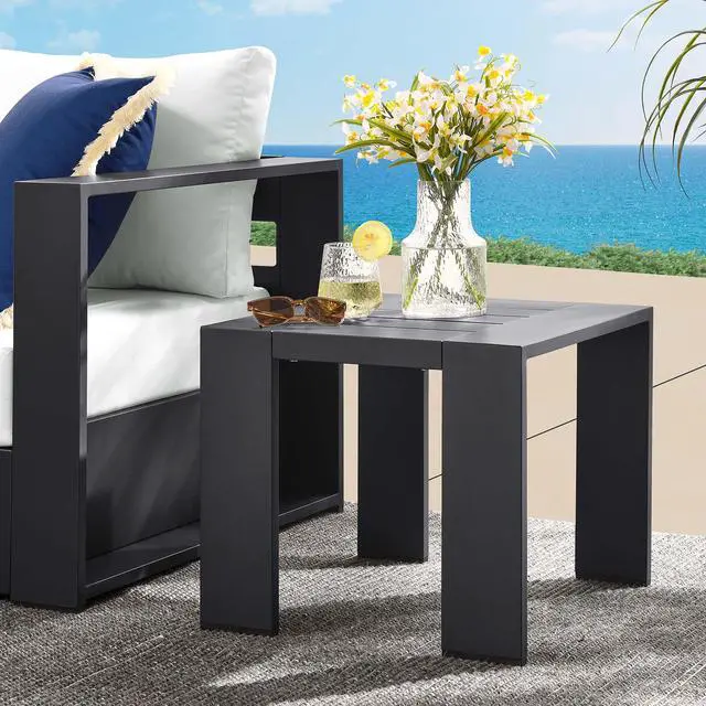 Alt view image 7 of 7 - Tahoe Outdoor Patio Powder-Coated Aluminum End Table