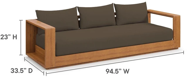 Alt view image 2 of 7 - Tahoe Outdoor Patio Acacia Wood Sofa by Modway