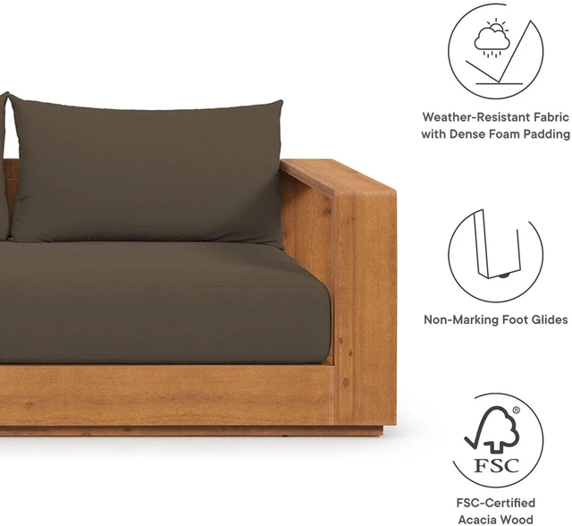 Alt view image 3 of 7 - Tahoe Outdoor Patio Acacia Wood Sofa by Modway