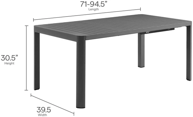 Alt view image 3 of 7 - Tahoe 9-Piece Outdoor Patio Aluminum Dining Set With Extendable Table by Modway