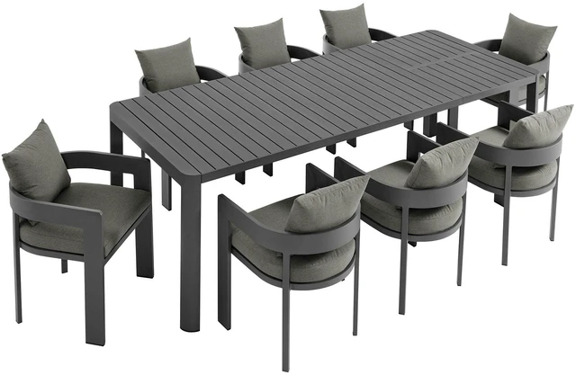 Alt view image 5 of 7 - Tahoe 9-Piece Outdoor Patio Aluminum Dining Set With Extendable Table by Modway