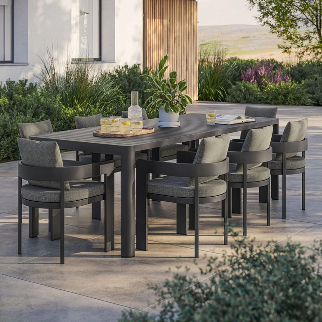Alt view image 6 of 7 - Tahoe 9-Piece Outdoor Patio Aluminum Dining Set With Extendable Table by Modway
