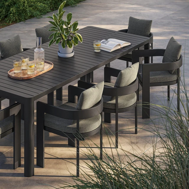 Alt view image 7 of 7 - Tahoe 9-Piece Outdoor Patio Aluminum Dining Set With Extendable Table by Modway