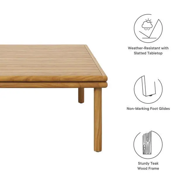 Alt view image 2 of 7 - Wren Outdoor Patio Teak Wood Coffee Table