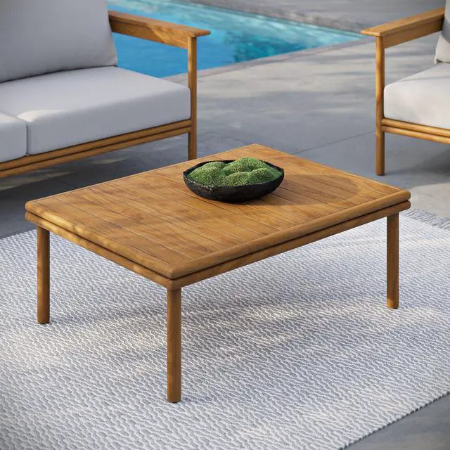 Alt view image 7 of 7 - Wren Outdoor Patio Teak Wood Coffee Table