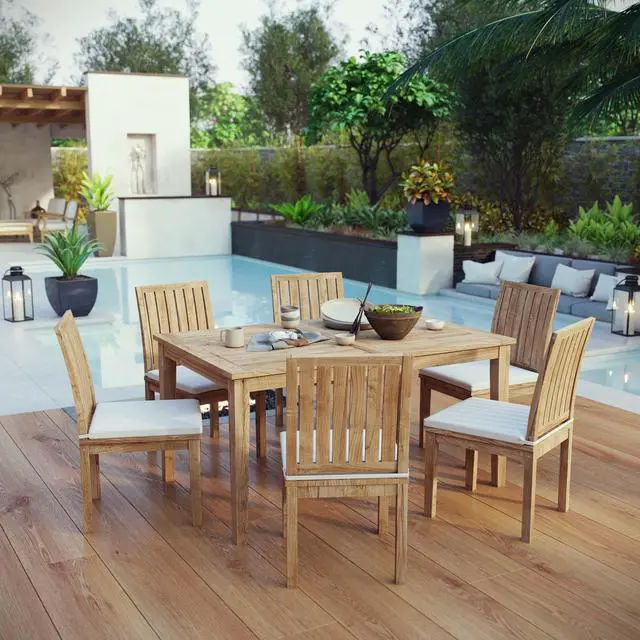 Alt view image 7 of 7 - Marina 7 Piece Outdoor Patio Teak Dining Set