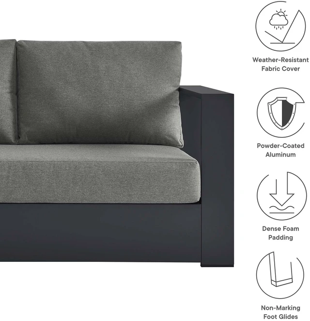 Alt view image 2 of 7 - Tahoe 3-Piece Outdoor Patio Powder-Coated Aluminum Sectional Sofa Set by Modway