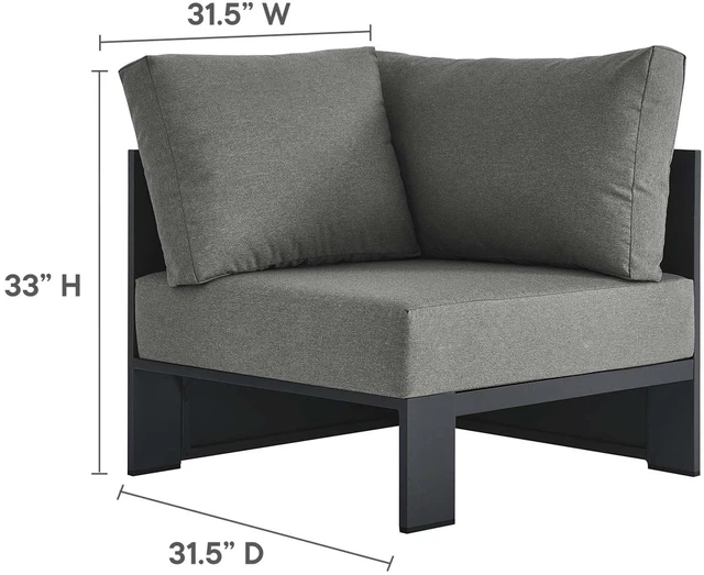 Alt view image 4 of 7 - Tahoe 3-Piece Outdoor Patio Powder-Coated Aluminum Sectional Sofa Set by Modway
