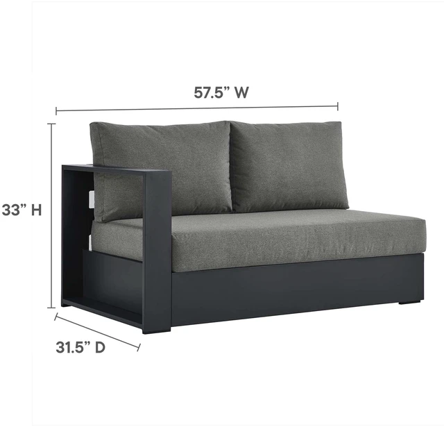 Alt view image 3 of 7 - Tahoe 3-Piece Outdoor Patio Powder-Coated Aluminum Sectional Sofa Set by Modway