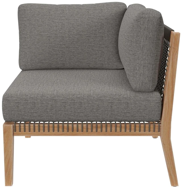 Alt view image 3 of 7 - Clearwater Outdoor Patio Teak Wood Corner Chair Gray Graphite EEI-5855-GRY-GPH