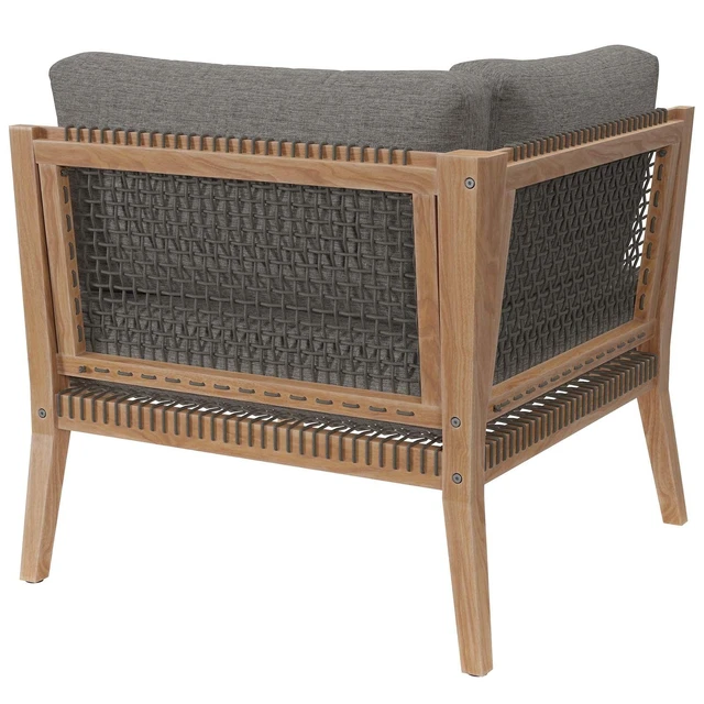 Alt view image 2 of 7 - Clearwater Outdoor Patio Teak Wood Corner Chair Gray Graphite EEI-5855-GRY-GPH