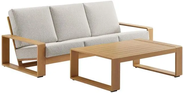 Main image of Lirienne 2-Piece Outdoor Patio Aluminum Faux Wood Furniture Set