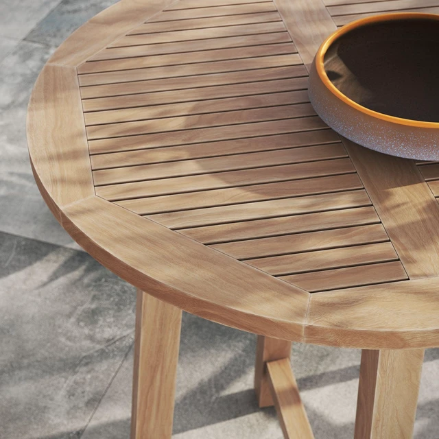 Alt view image 7 of 7 - Wellspring 36" Outdoor Patio Teak Wood Bar Table