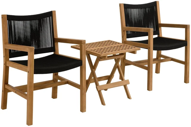 Main image of Vienna 3-Piece Outdoor Patio Teak and Rope Armchairs with Folding Side Table by Modway