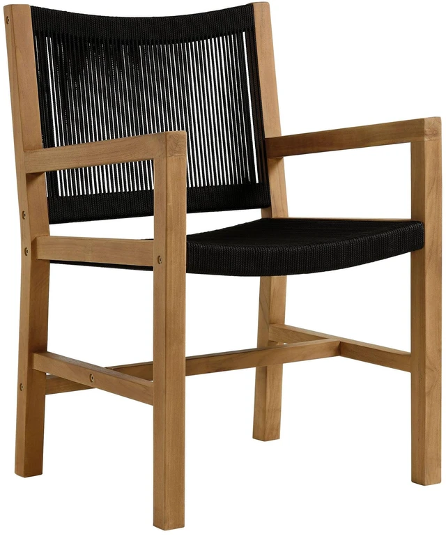 Alt view image 5 of 7 - Vienna 3-Piece Outdoor Patio Teak and Rope Armchairs with Folding Side Table by Modway