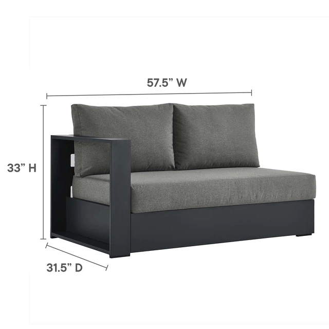Alt view image 3 of 7 - Tahoe 5-Piece Outdoor Patio Powder-Coated Aluminum Sectional Sofa Set by Modway