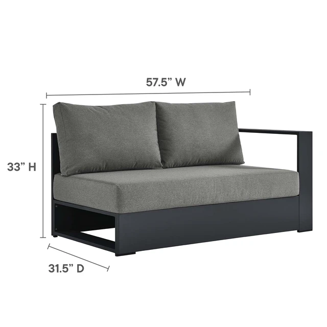 Alt view image 6 of 7 - Tahoe 5-Piece Outdoor Patio Powder-Coated Aluminum Sectional Sofa Set by Modway