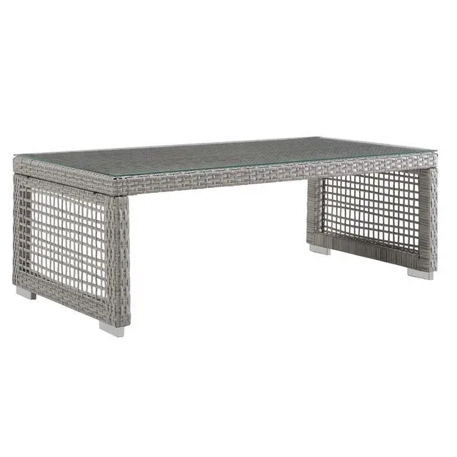 Alt view image 7 of 12 - Aura Rattan Outdoor Patio Coffee Table - Gray