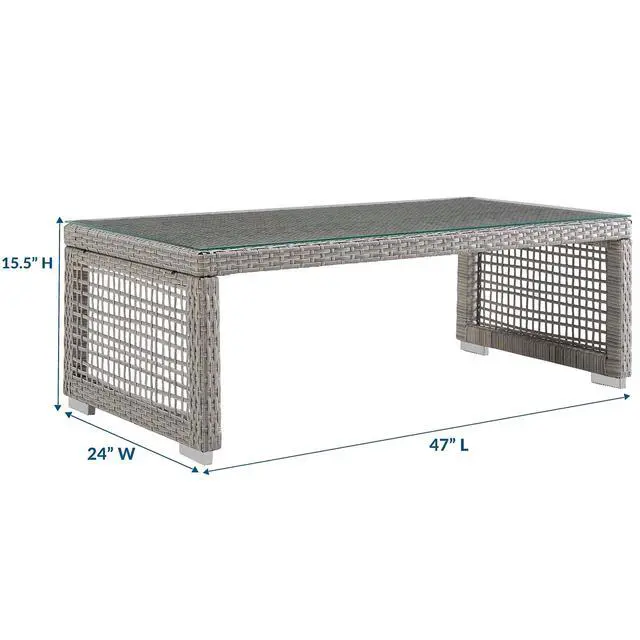 Alt view image 10 of 12 - Aura Rattan Outdoor Patio Coffee Table - Gray