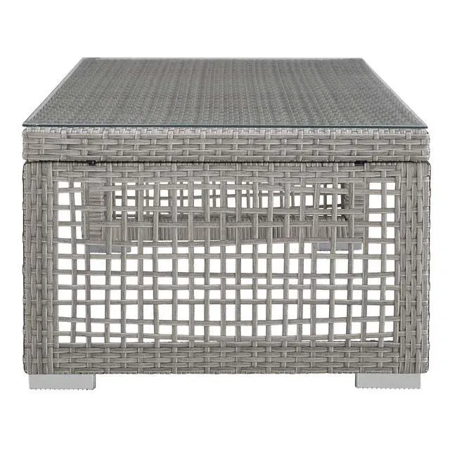 Alt view image 11 of 12 - Aura Rattan Outdoor Patio Coffee Table - Gray