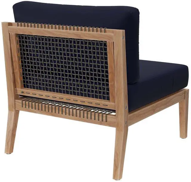 Alt view image 3 of 7 - Clearwater Outdoor Patio Teak Wood Armless Chair Gray Light Brown EEI-5856-GRY-LBR