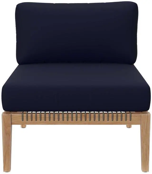 Alt view image 4 of 7 - Clearwater Outdoor Patio Teak Wood Armless Chair Gray Light Brown EEI-5856-GRY-LBR