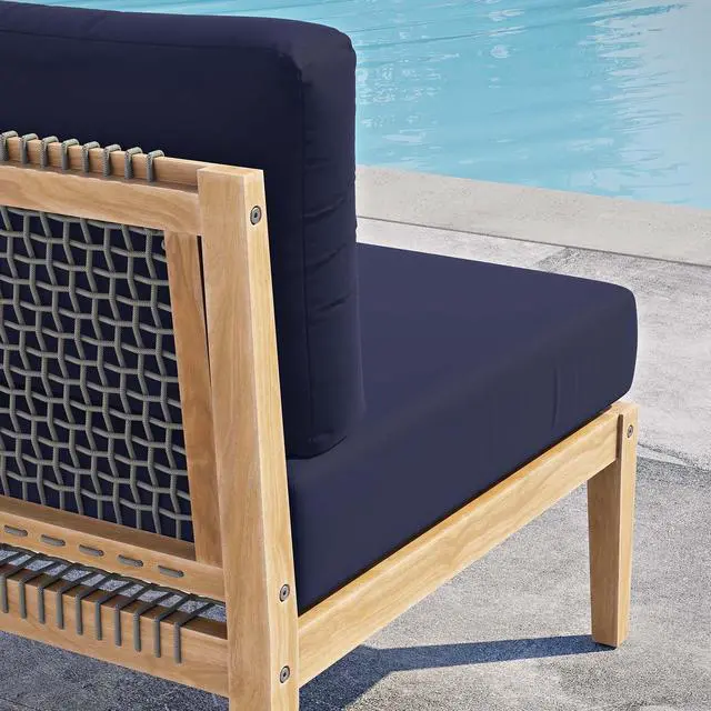 Alt view image 6 of 7 - Clearwater Outdoor Patio Teak Wood Armless Chair Gray Light Brown EEI-5856-GRY-LBR
